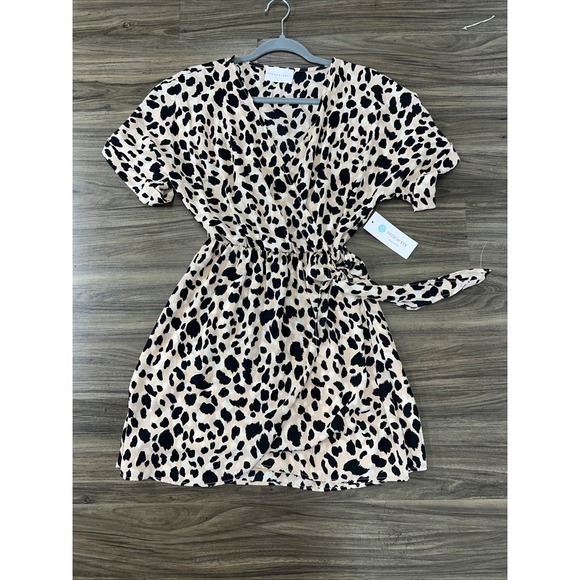Sz Blockprints Dresses & Skirts - French Grey Animal Print Wrap Dress Sz S